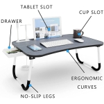 Mesa Plegable Para Laptop Tablet Con Portavaso Y Cajón - Imagen 9