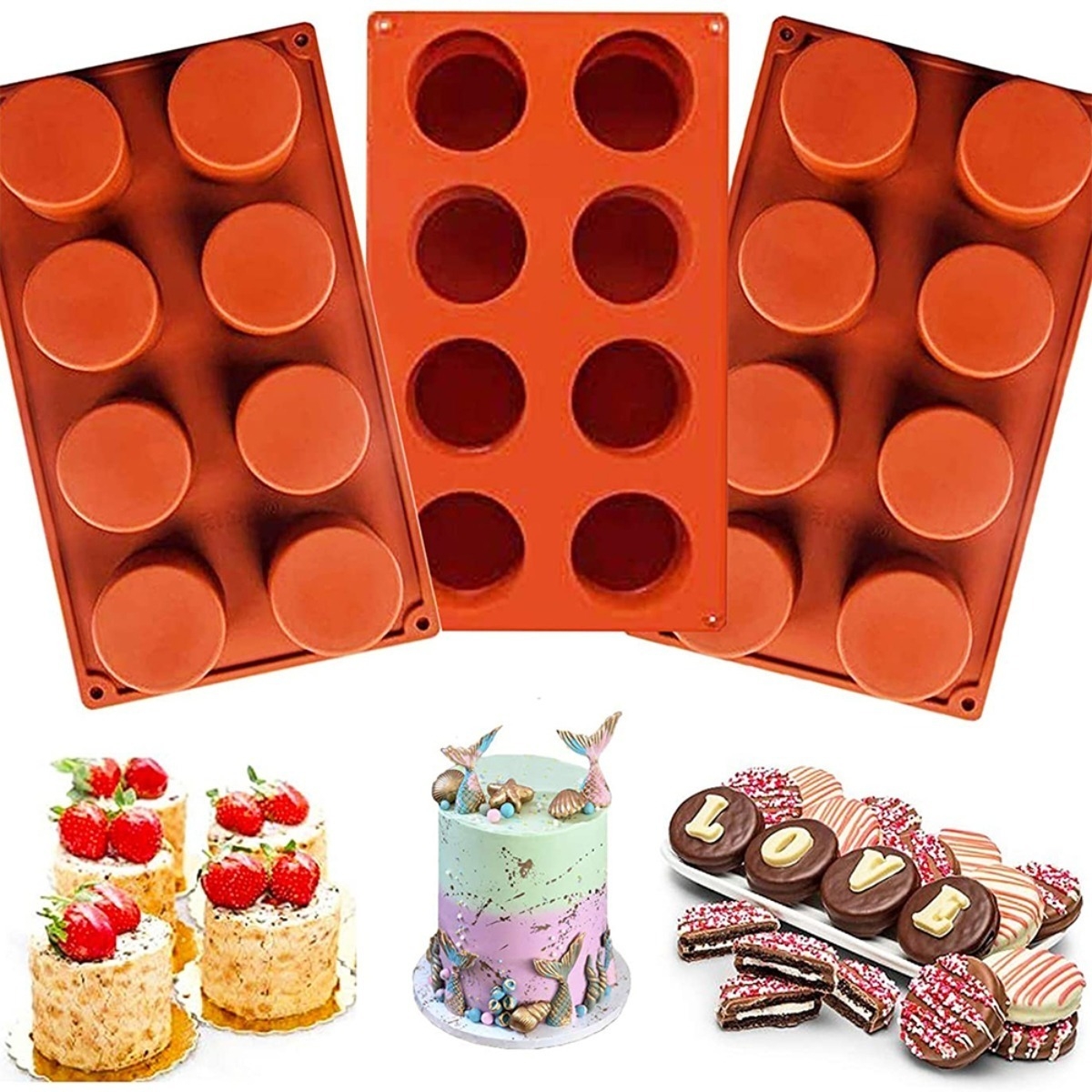 Molde Silicona 8 Mini Tortas Postres Reposteria -40º A 230º - Imagen 5
