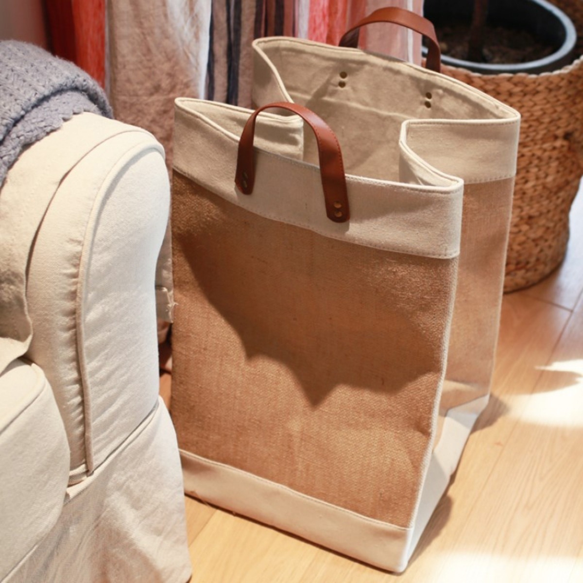 Cesto Para Ropa Sucia Gran Capacidad Yute+pu Plegable - Imagen 12