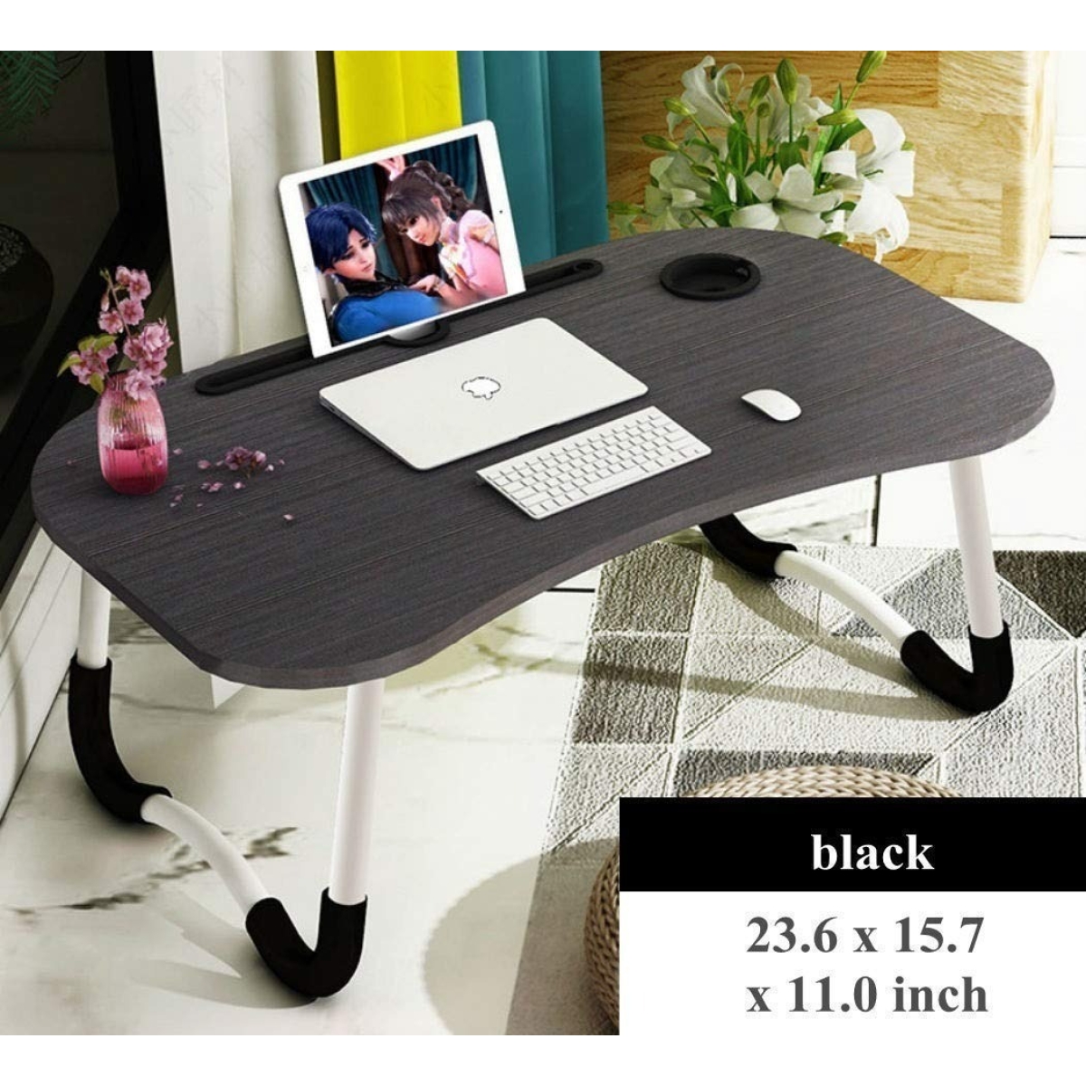Mesa Plegable Para Laptop Tablet Con Portavaso Y Cajón - Imagen 11