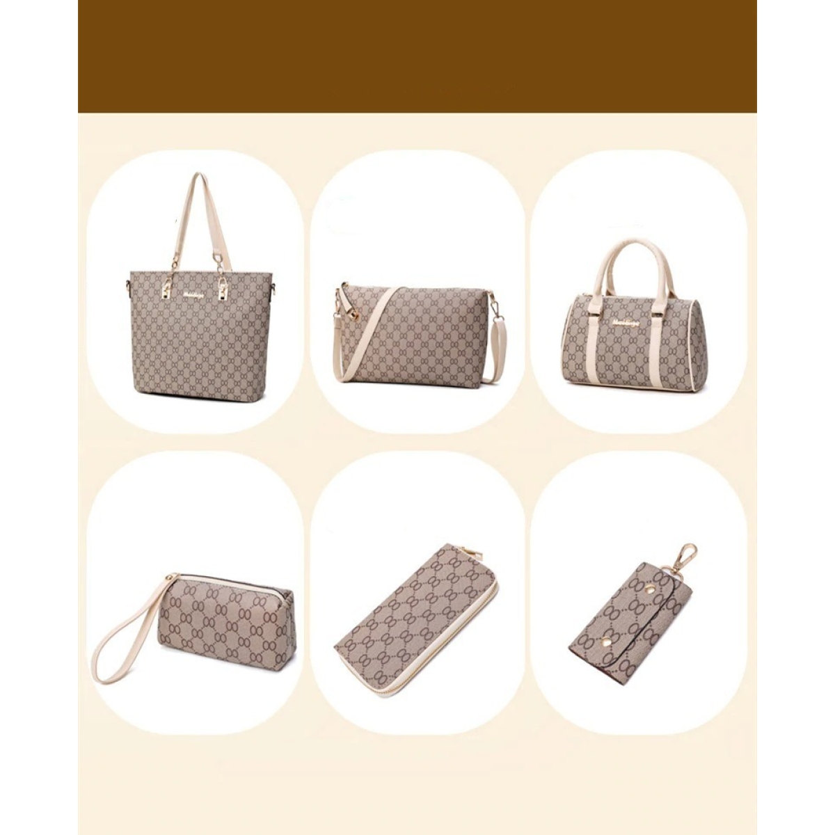 Set De Cartera Bolso Dama Moderna 6 Piezas Estampada - Imagen 7