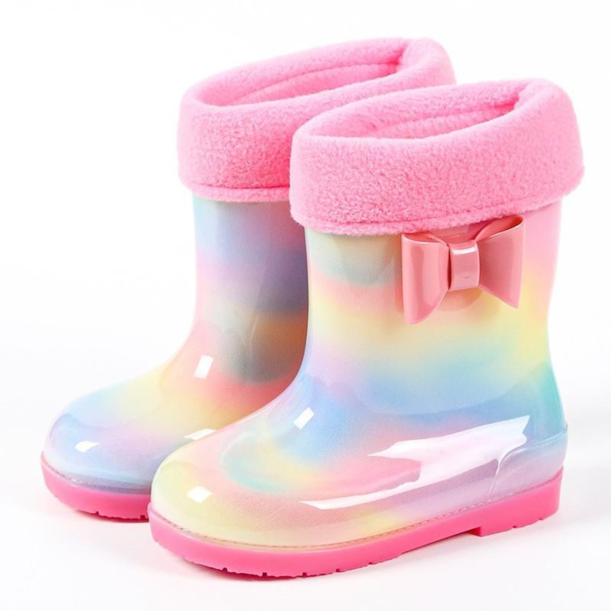 Bota De Lluvia Niño Niña En Pvc Con Interior En Corderito - Imagen 5