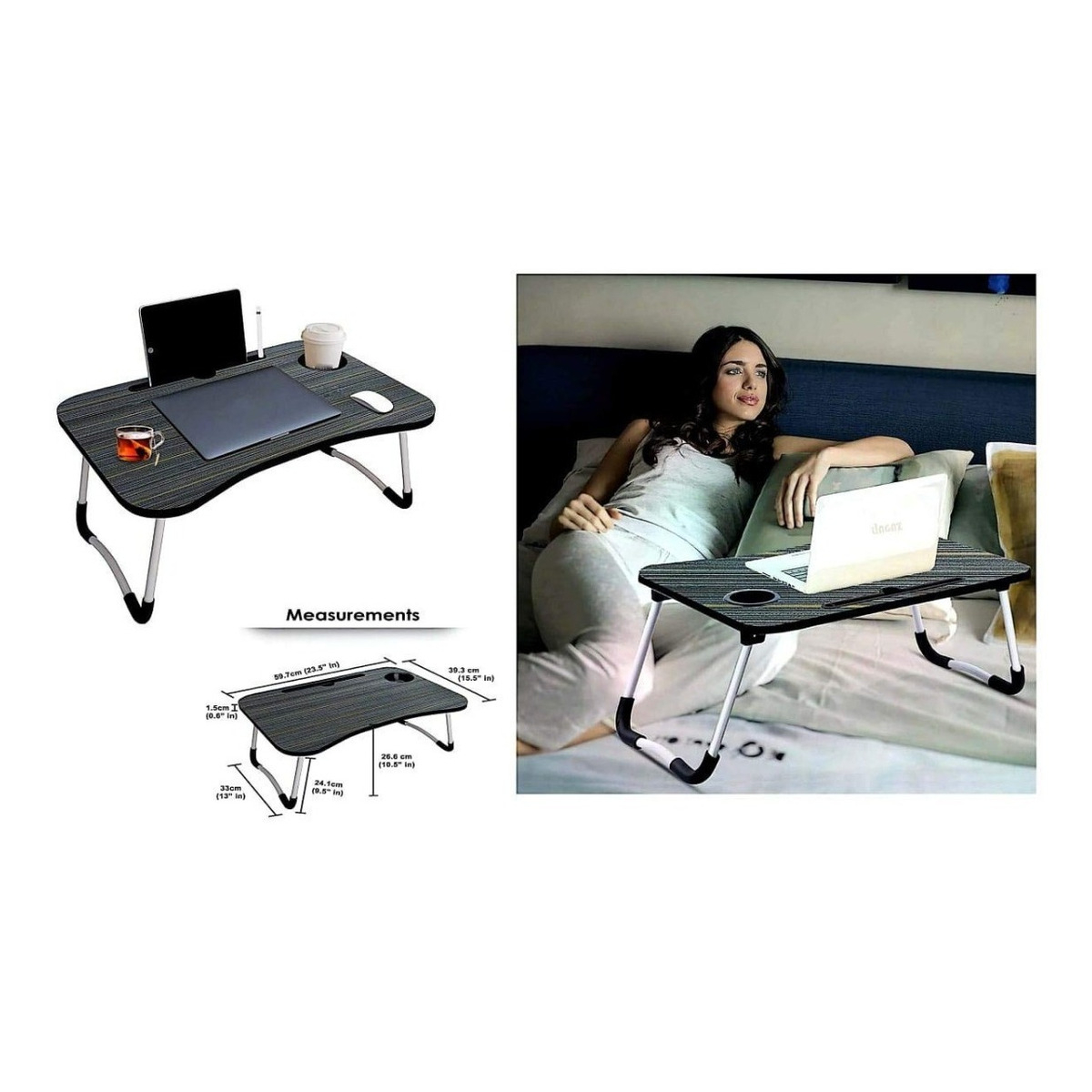 Mesa Plegable Para Laptop Tablet Con Portavaso Y Cajón - Imagen 10