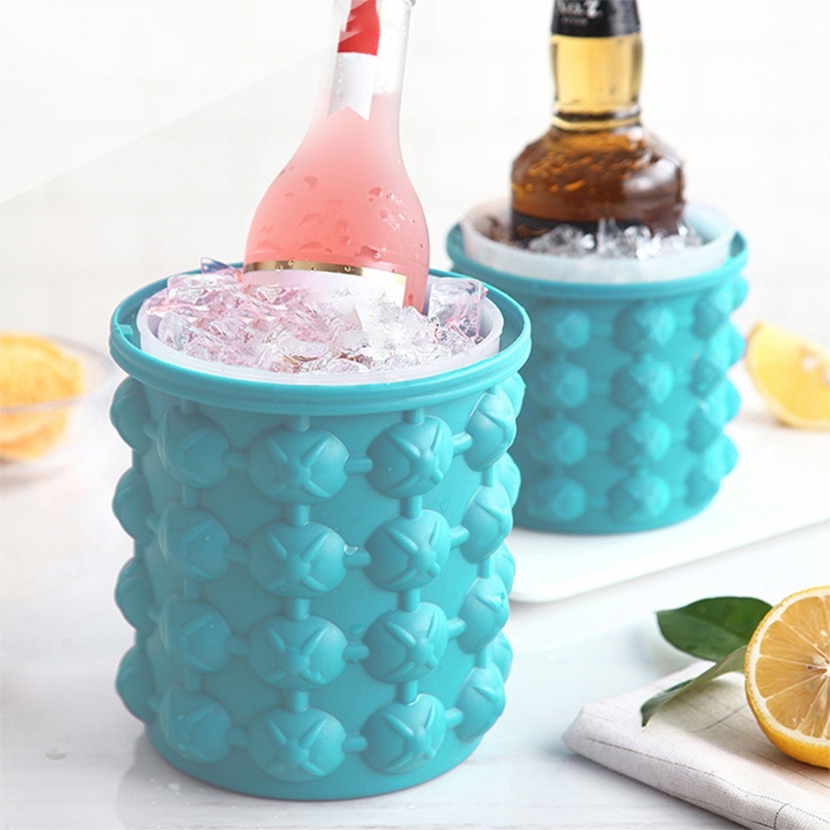 Hielera Circular Silicona Congela Rápido Enfria Latas 1000ml - Imagen 2
