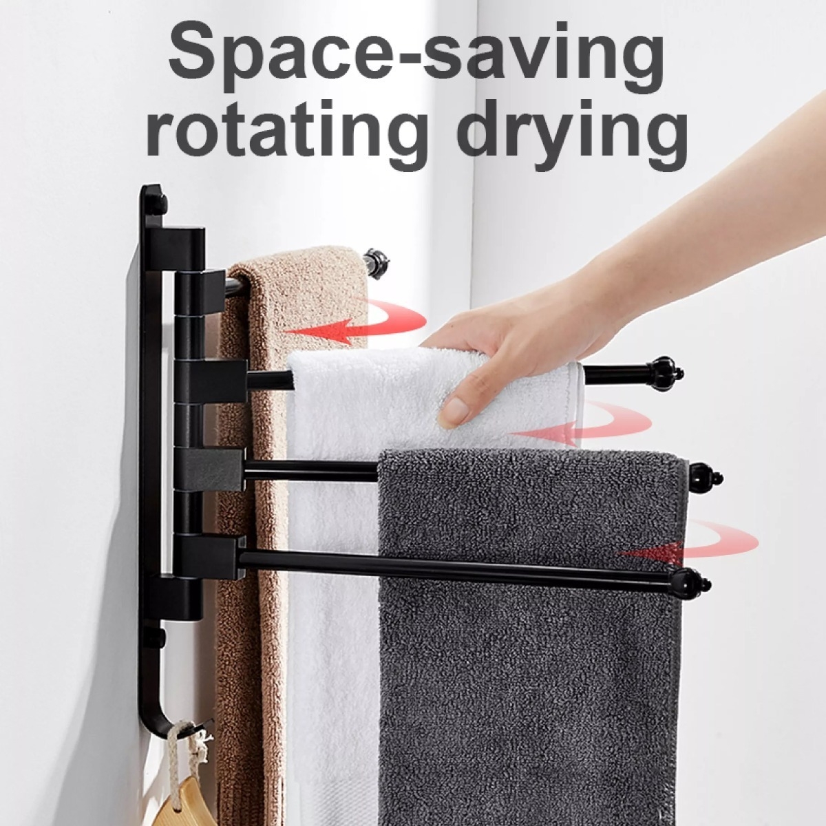 Toallero Móvil Aluminio De 3 Brazos Ideal Baño Calidad - Imagen 4