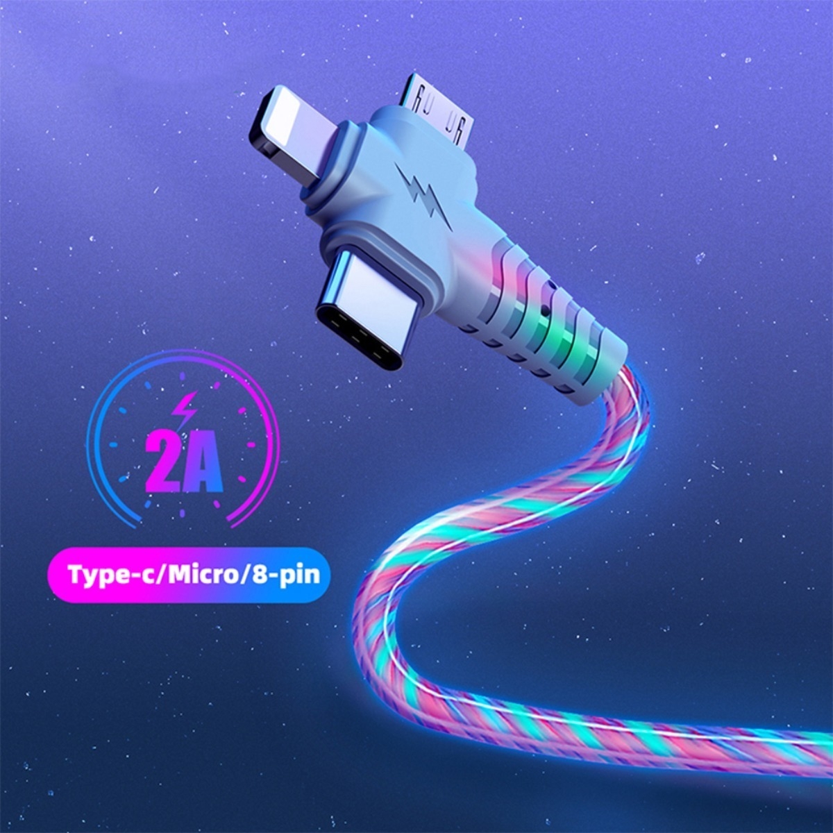 Cable Carga Usb Led Para Apple + Usb-c + Micro Usb - Imagen 11