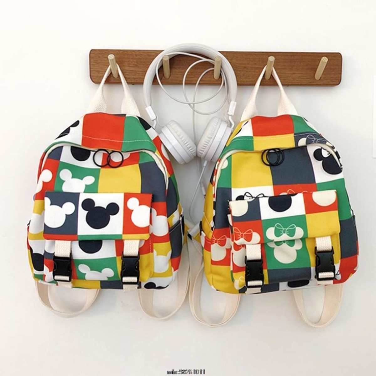 Mochila Infantil Escolar A Cuadros Disney Mickey O Minnie - Imagen 12