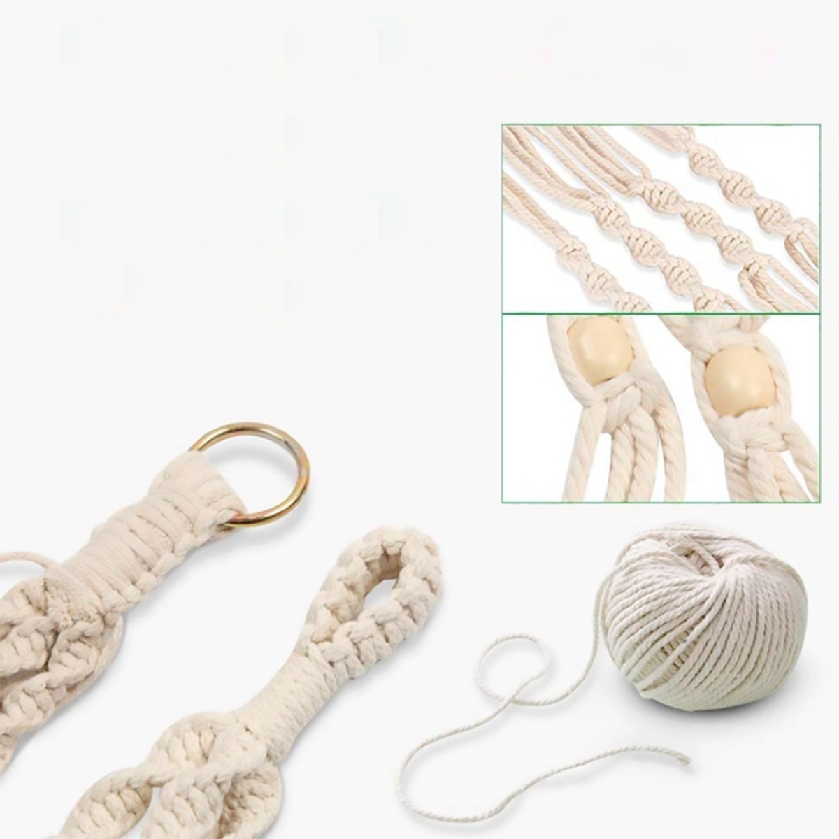 Porta Macetas Tejidos En Macrame Pack X 4 - Varios Diseños - Imagen 8