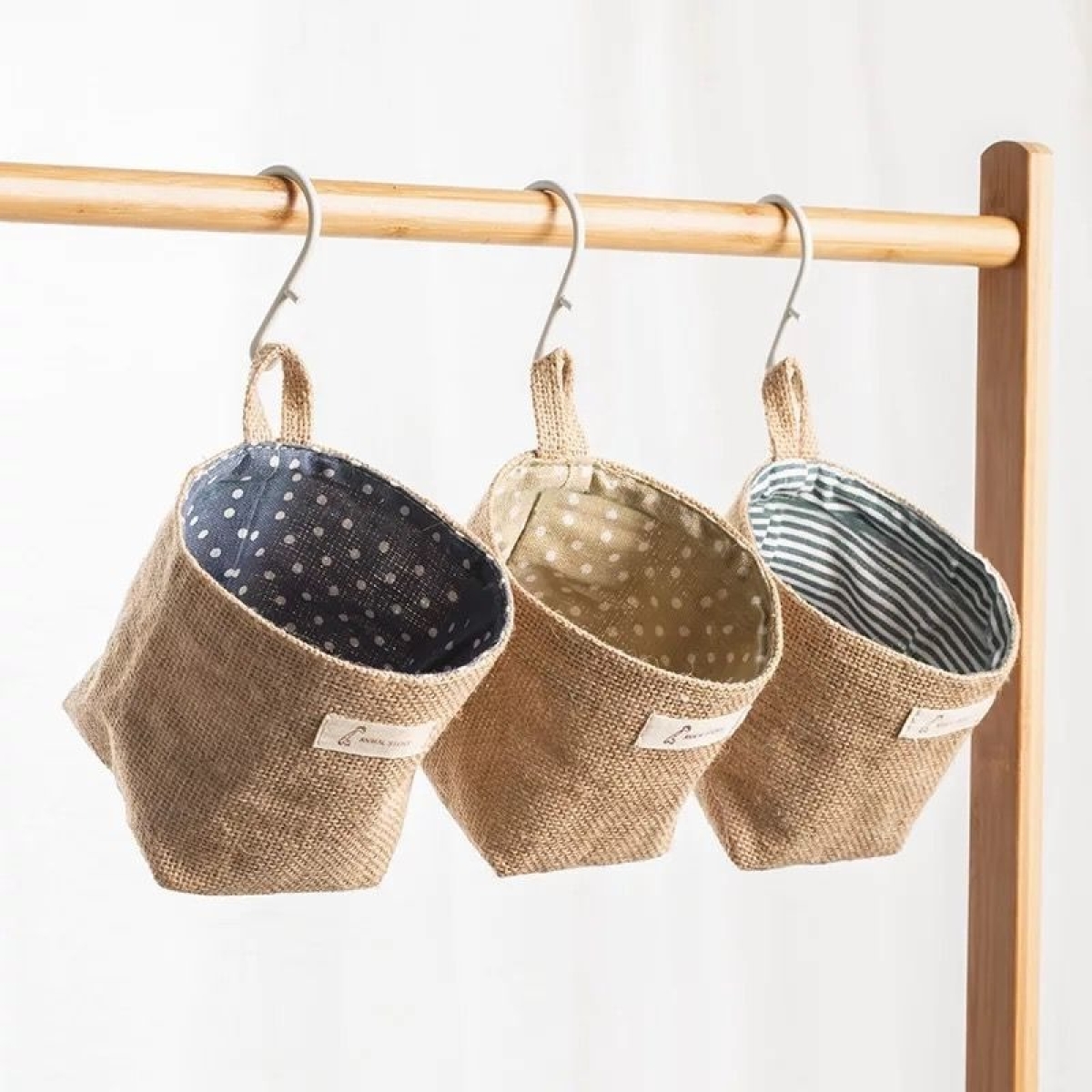 Bolsa Cesto De Tela Lino Para Almacenar Objetos Colgante - Imagen 14
