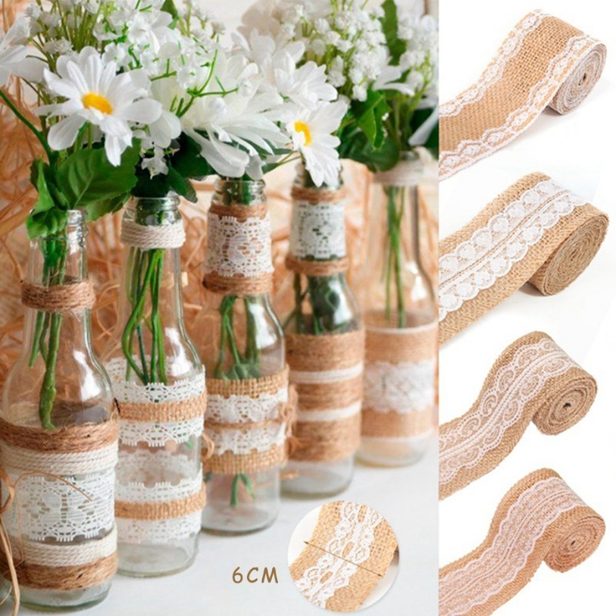 Cinta X Metro De Arpillera Con Puntilla Galon Decorativo - Imagen 2