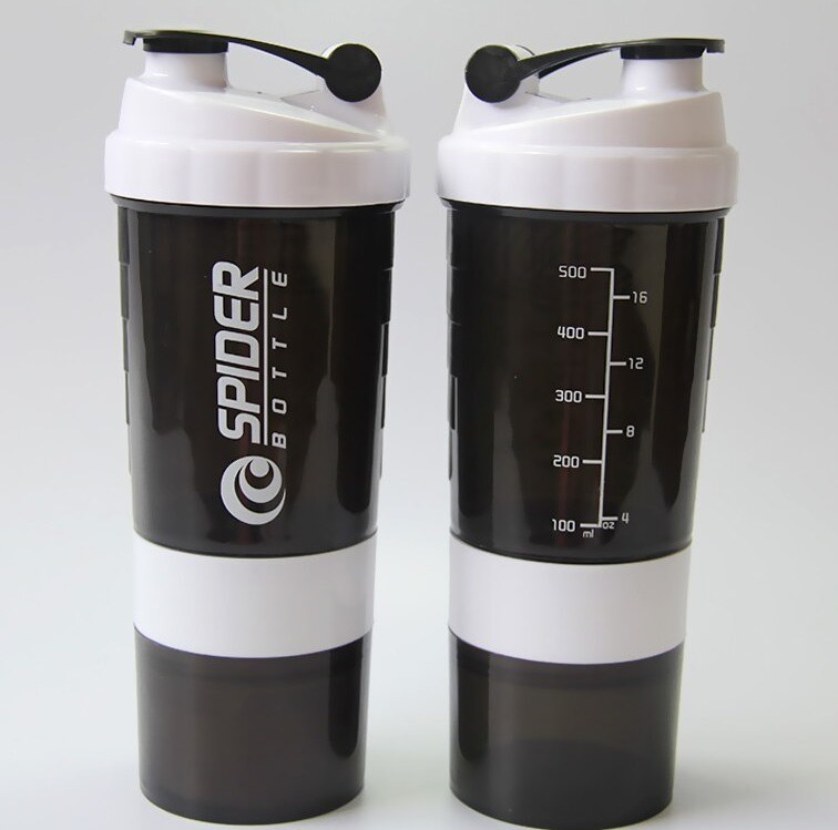 Botella Mezcladora de proteínas de 3 capas, vaso agitador de polvo