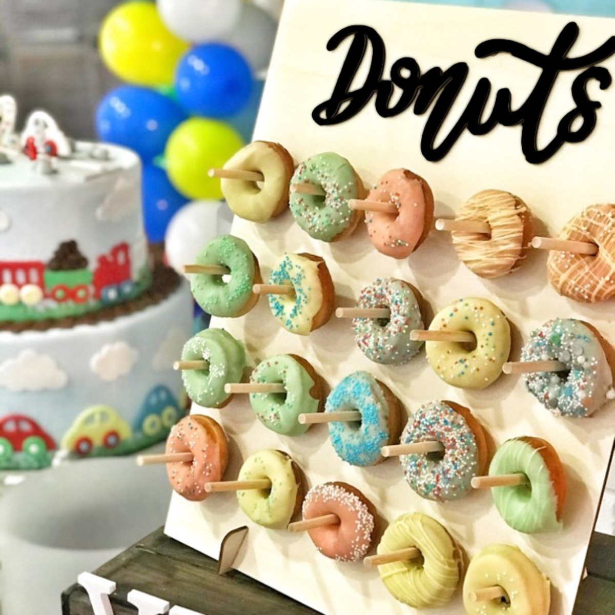 Decoracion Para Cumpleaños Fiestas Panel Porta Donas - Imagen 6