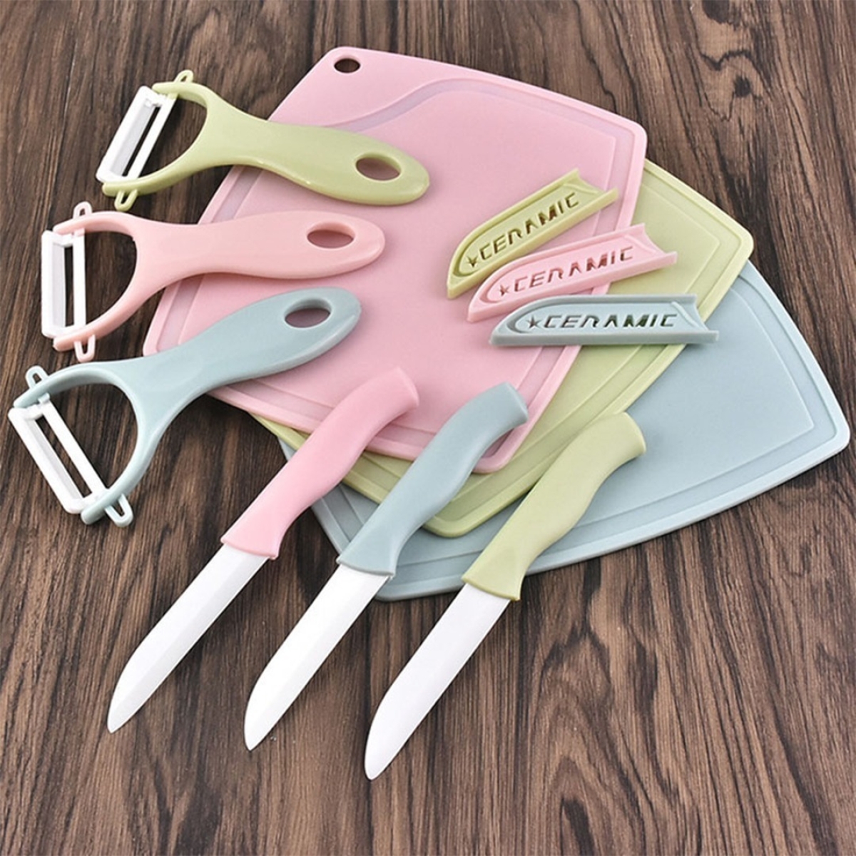 Tabla De Cocina Con Cuchillo Y Pela Papas De Cerámica - Imagen 10