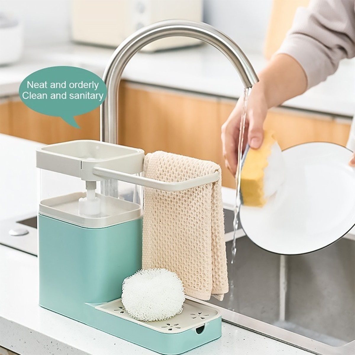 Soporte Dispensador Para Esponja + Jabon Y Rejilla Cocina - Imagen 2