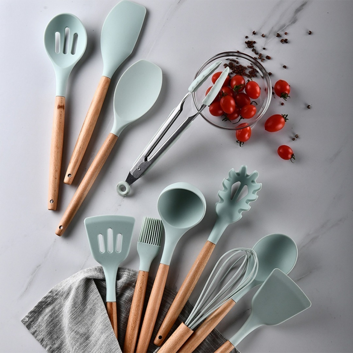 Juego 11 Piezas Utensilios Silicona + Soporte Cocina - Imagen 5