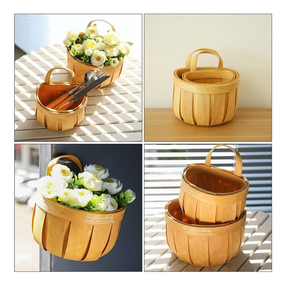 Cesto Organizador Decorativo Cocina Madera Grande Iluminaras - Imagen 4