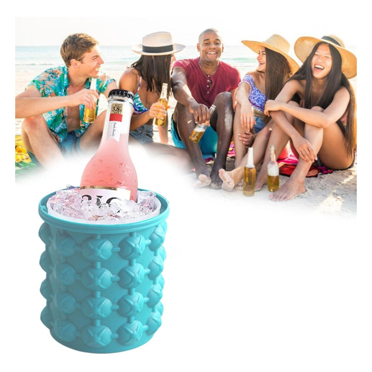 Hielera Circular Silicona Congela Rápido Enfria Latas 1000ml - Imagen 3