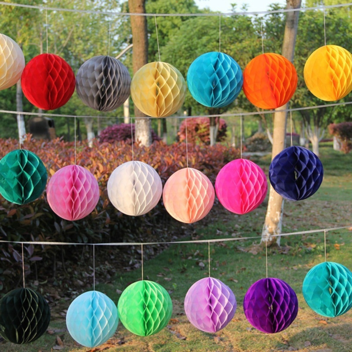 Decoracion De Cumpleaños Pompones De Papel Pelota - 20cm - Imagen 24