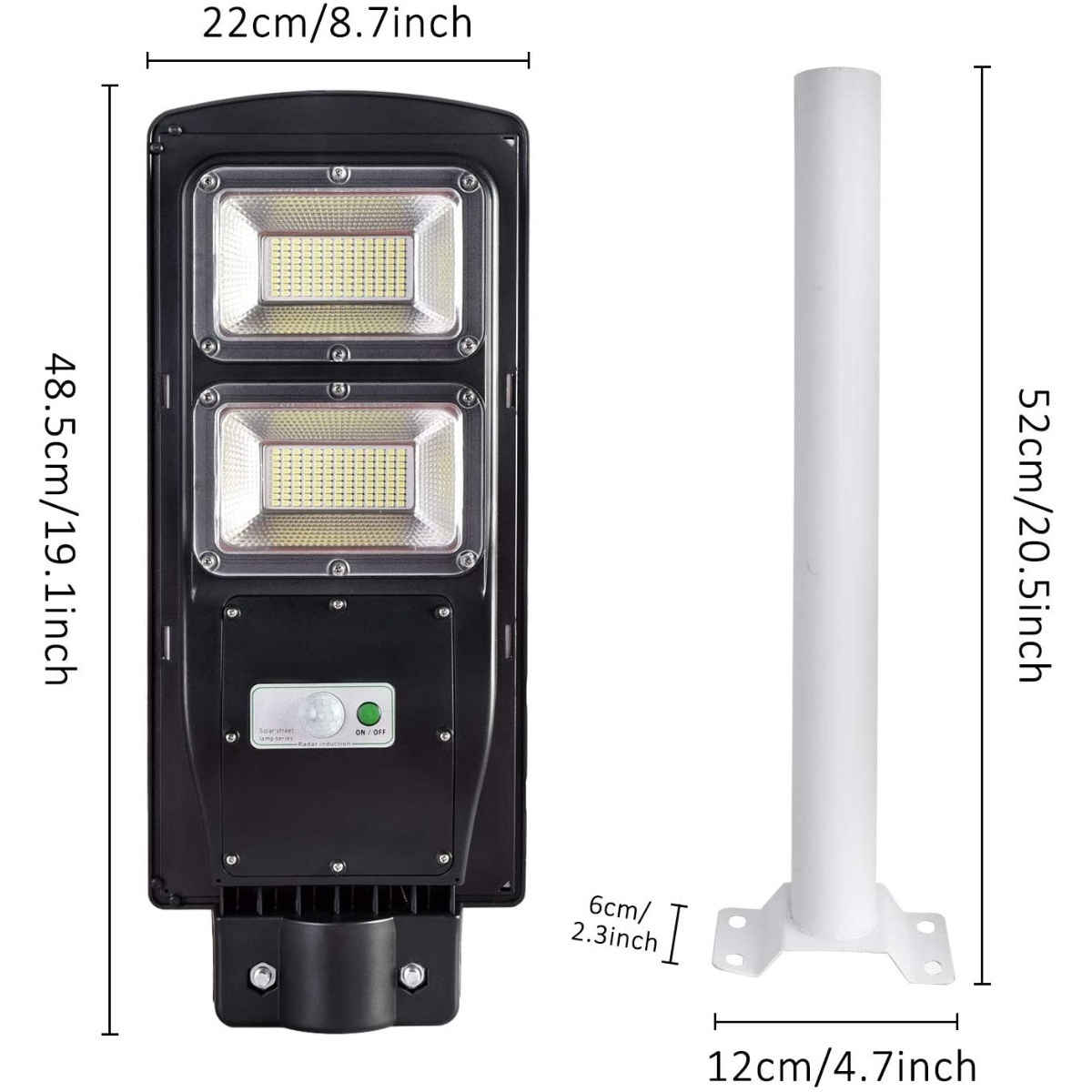 Foco Solar Led 60w Exterior C/ Sensor Y Control+ Brazo Metal - Imagen 2