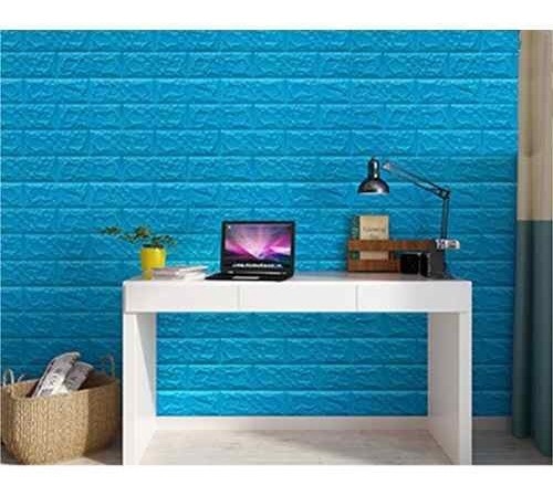 D_865293-MLU40243767978_122019-F.jpg Revestimiento Adhesivo Panel 3d Simil Ladrillo Celeste 0.8mm - Imagen 1