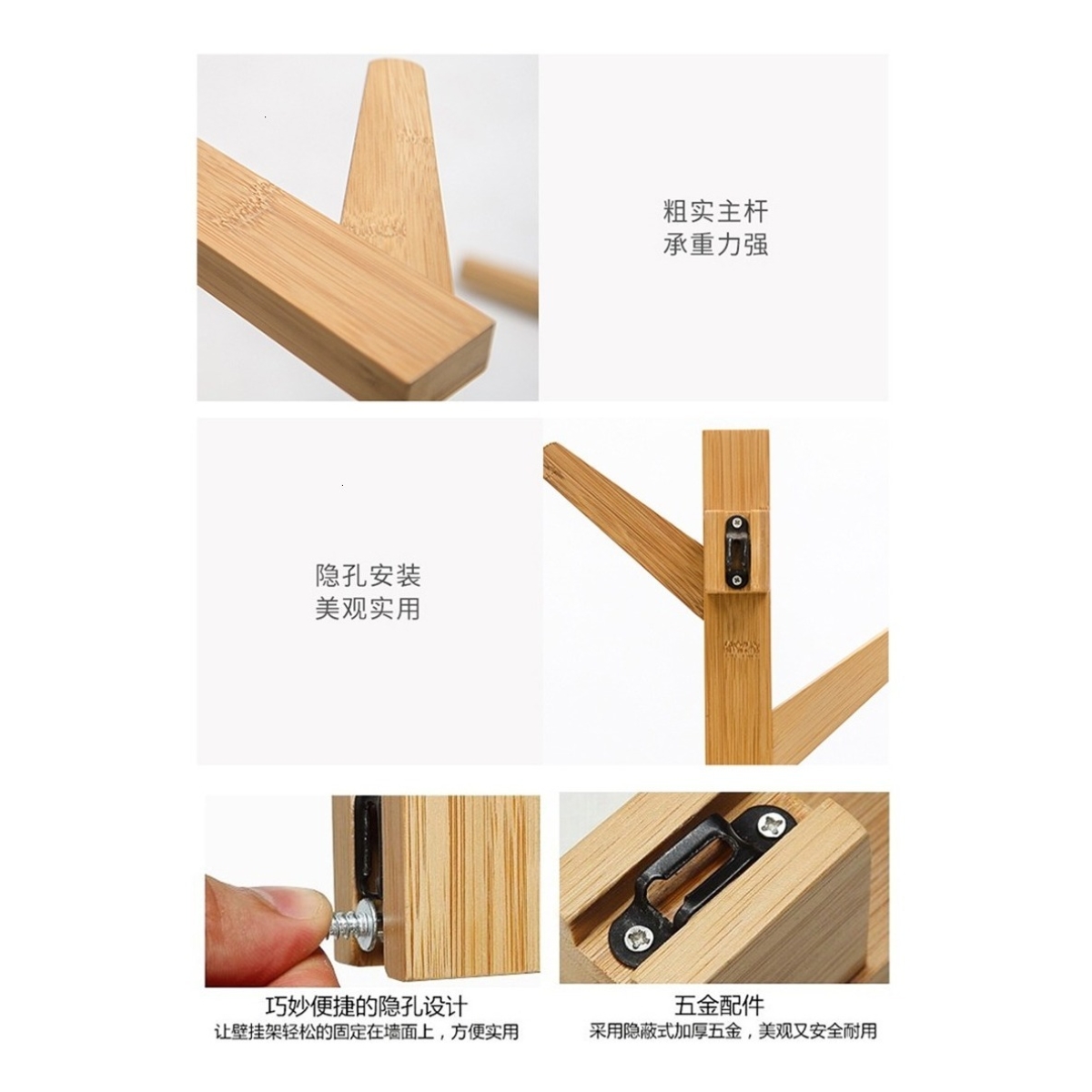 Perchero De Pared En Madera 6 Ganchos Decorativo - Imagen 16