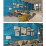 Revestimiento Adhesivo Panel 3d Simil Ladrillo Celeste 0.8mm - Imagen 5