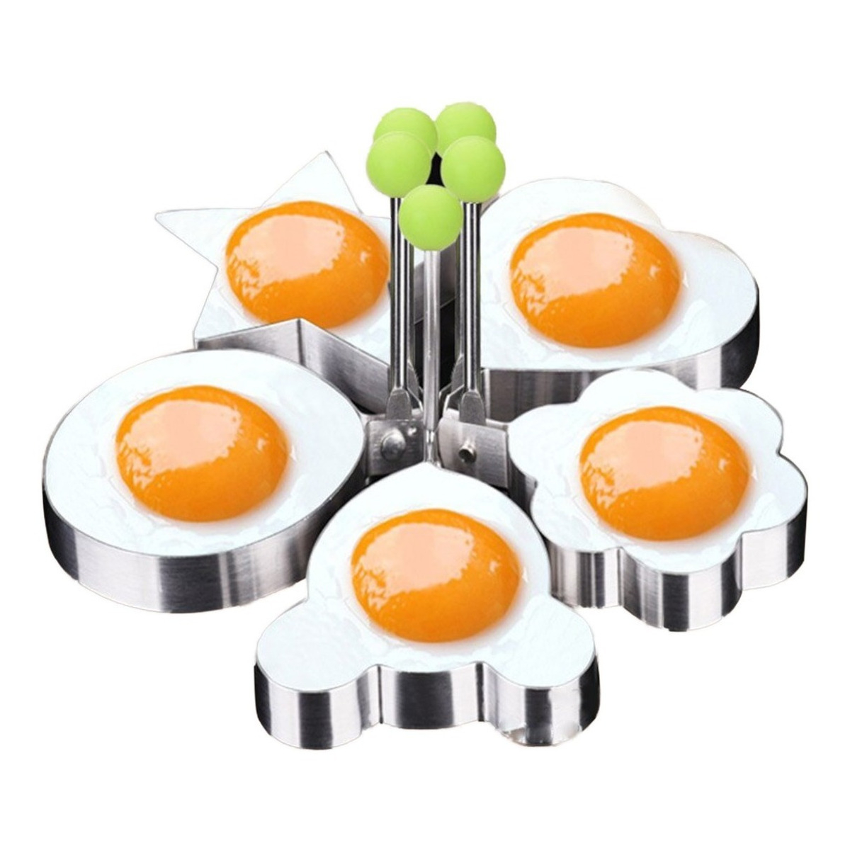 Set X5 Moldes De Metal Para Huevo Hamburguesas - Divertidos - Imagen 2