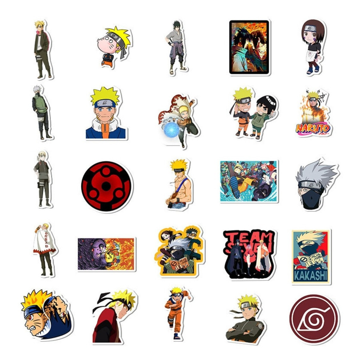 Set De 50 Pegotines Stickers De Naruto Anime Manga Vinilico - Imagen 3