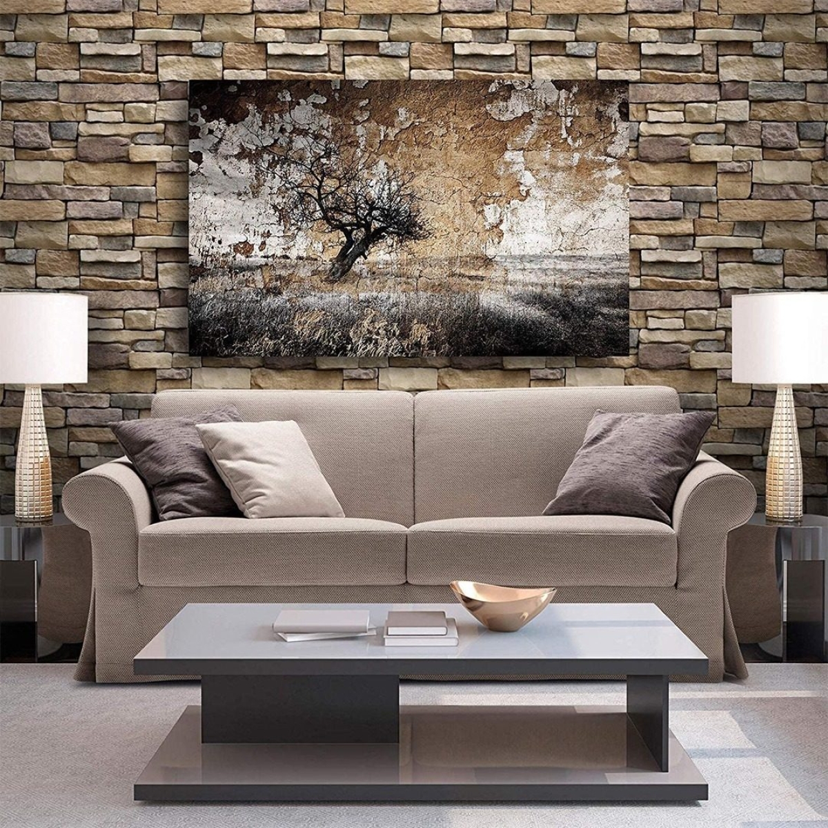 Papel Adhesivo Tapiz Pared Piedra 3d Decoración Rollo 10 Mts - Imagen 2