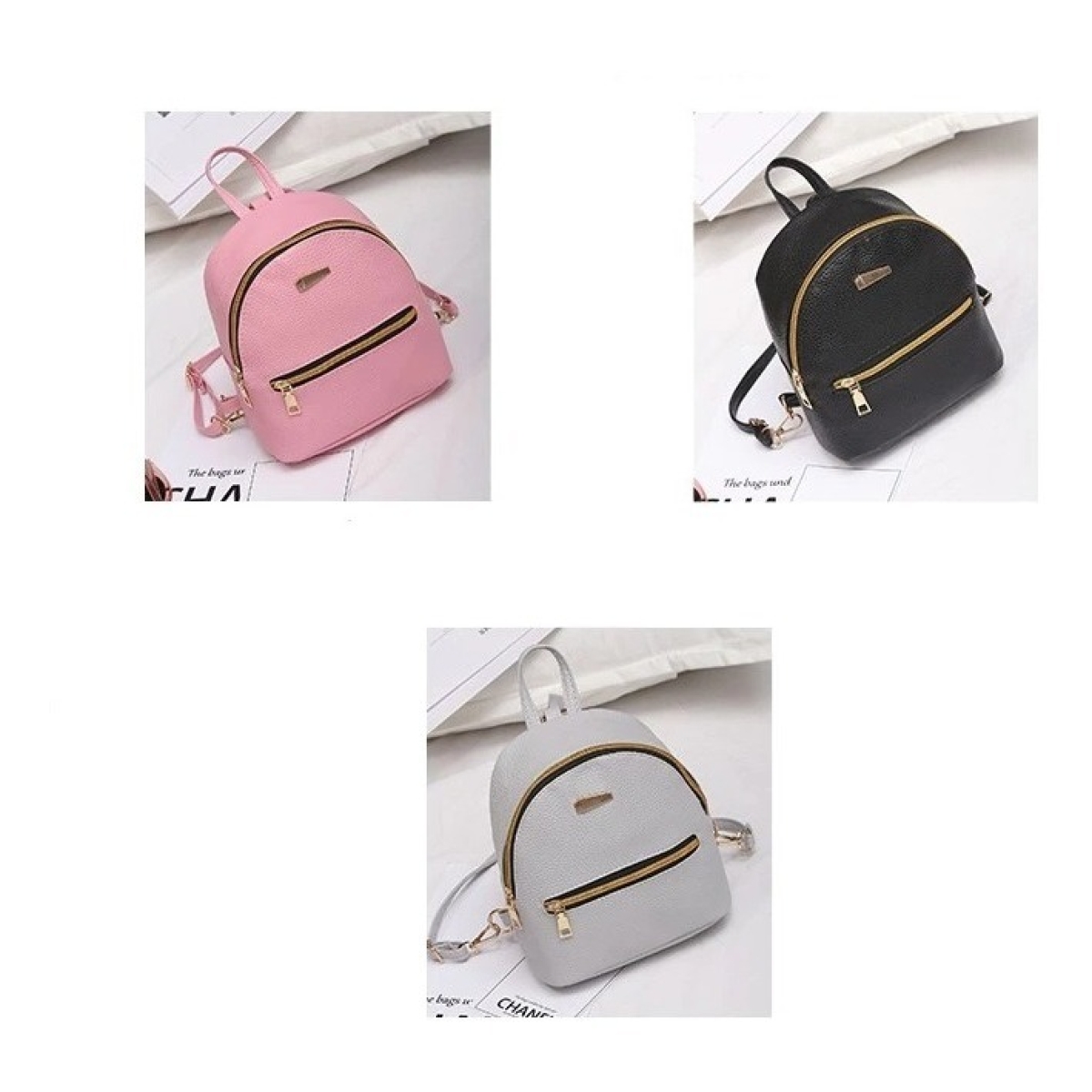 Mini Mochila Bandolera Simil Cuero Moderna Chica - Imagen 18