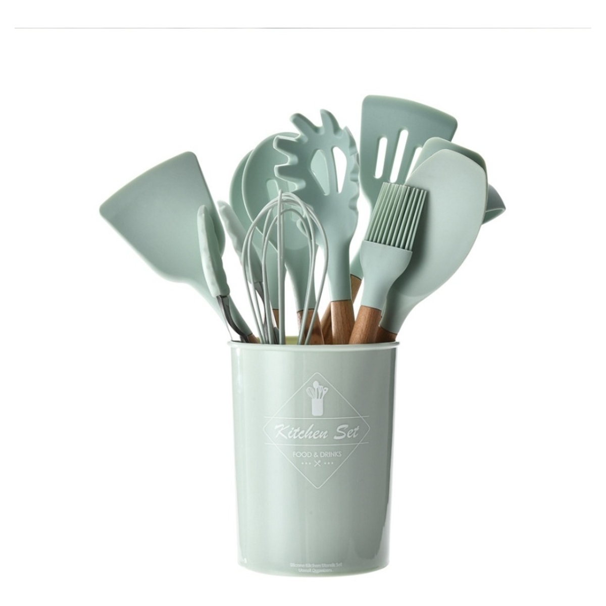 Juego 11 Piezas Utensilios Silicona + Soporte Cocina - Imagen 2