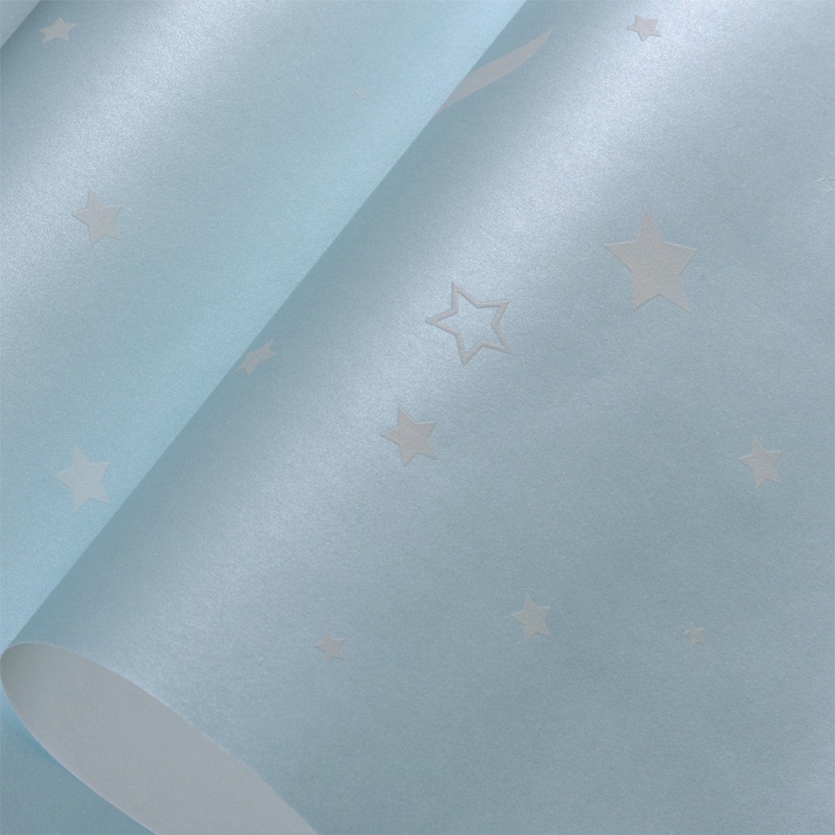 Papel Empapelar Adhesivo Luminoso Brillante Infantil Celeste - Imagen 1