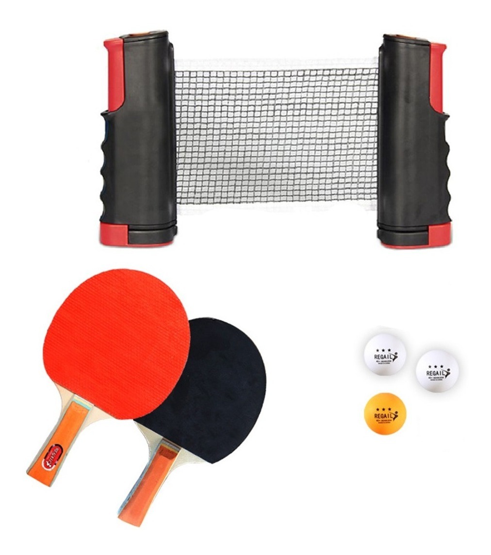 Set Ping Pong 2 Paletas +3 Pelotas + Red + Soportes — El Rey del  entretenimiento