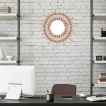 Espejo Colgante Pared Ratán Sol Redondo Decoración 28 Cm - Imagen 2