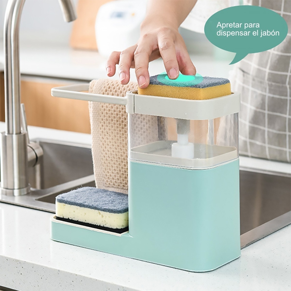 Soporte Dispensador Para Esponja + Jabon Y Rejilla Cocina - Imagen 13