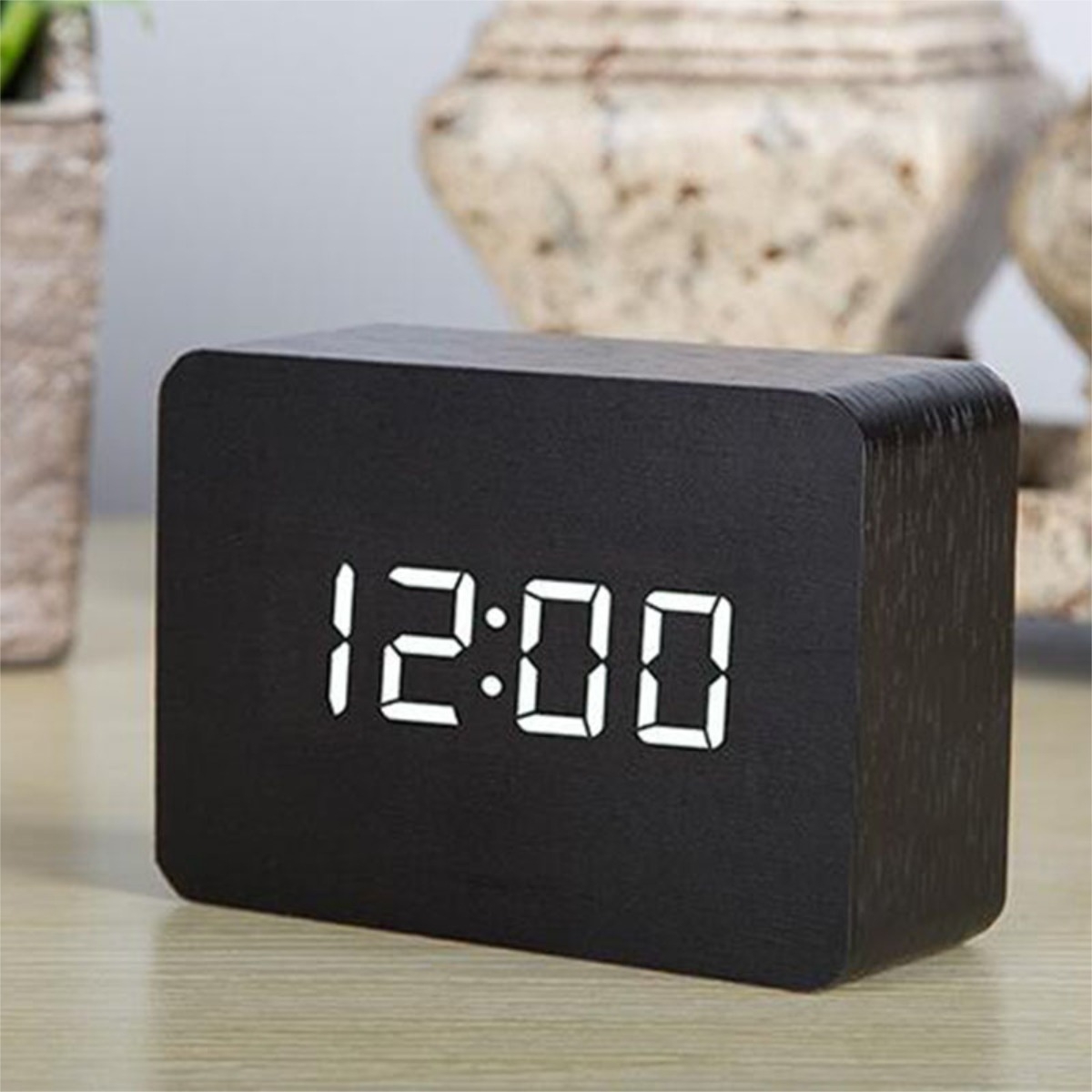 Reloj Digital Madera Usb Despertador Temperatura Fecha - Imagen 5