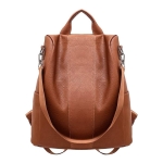 Mochila Simil Cuero Marrón Y Negro