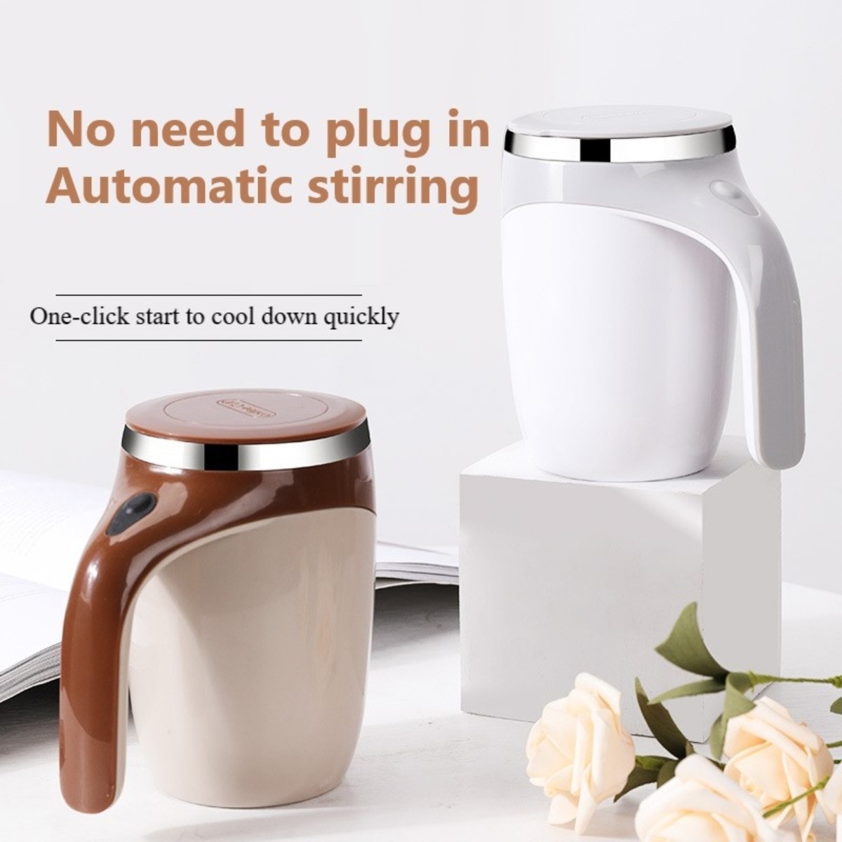 Taza Mezcladora Jarra Con Revolvedor Automático Y Tapa - Imagen 7