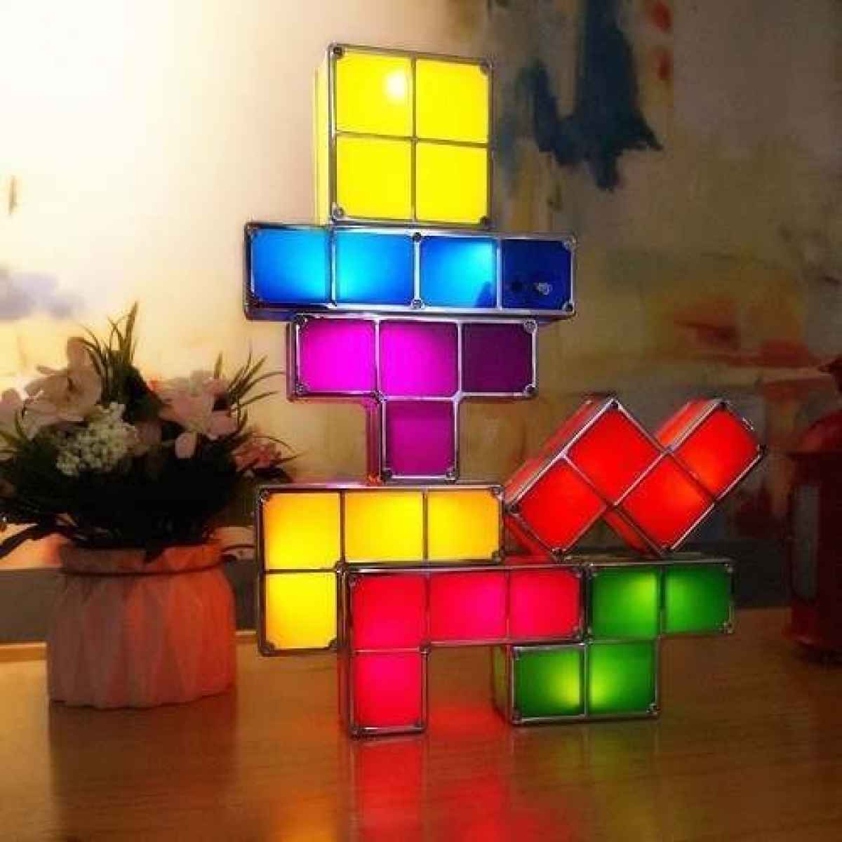 Lampara Tetris Moderna Veladora Led Juego Decoración - Imagen 2