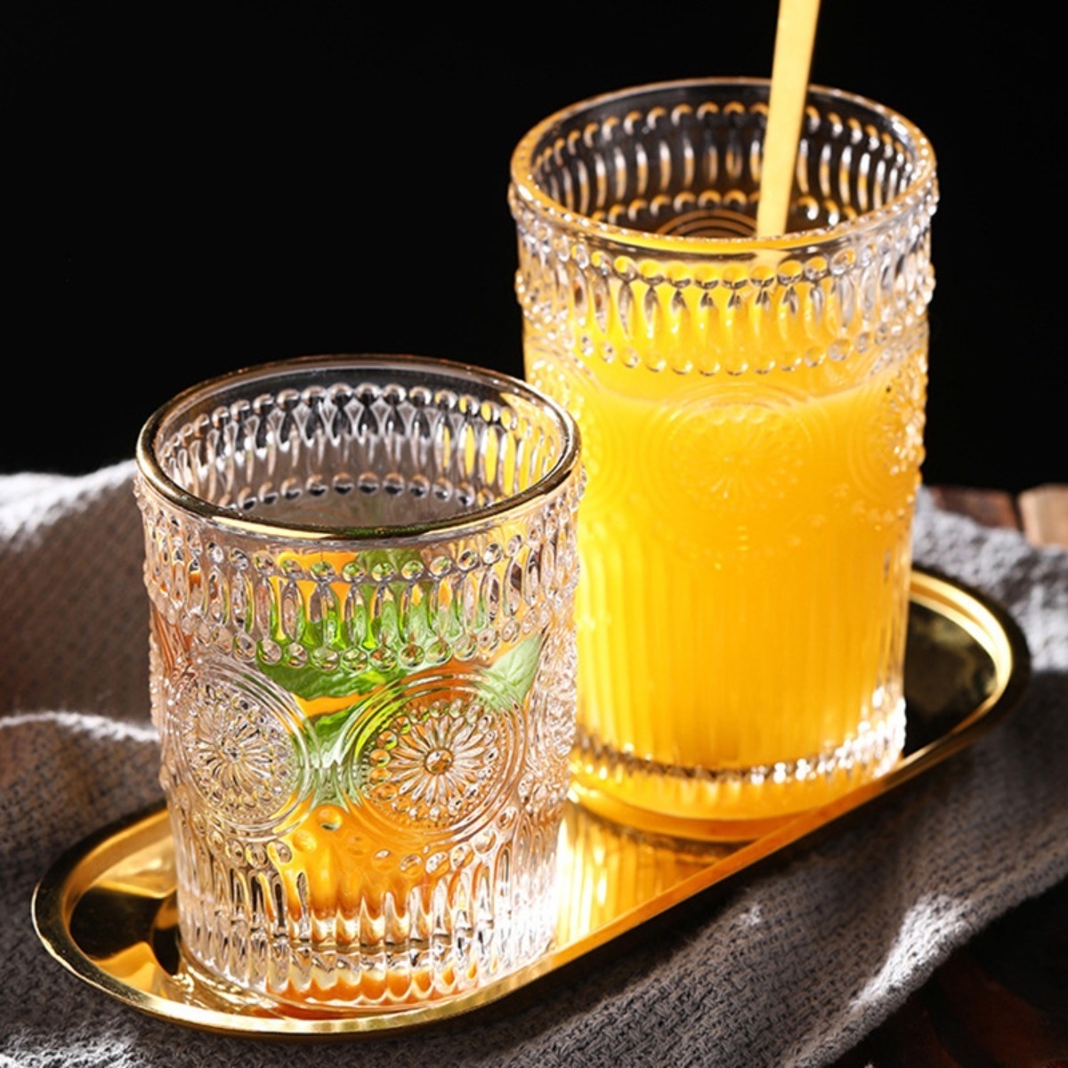 Vaso De Vidrio Nórdico Borde Dorado Ideal Agua Tragos- 260ml - Imagen 4