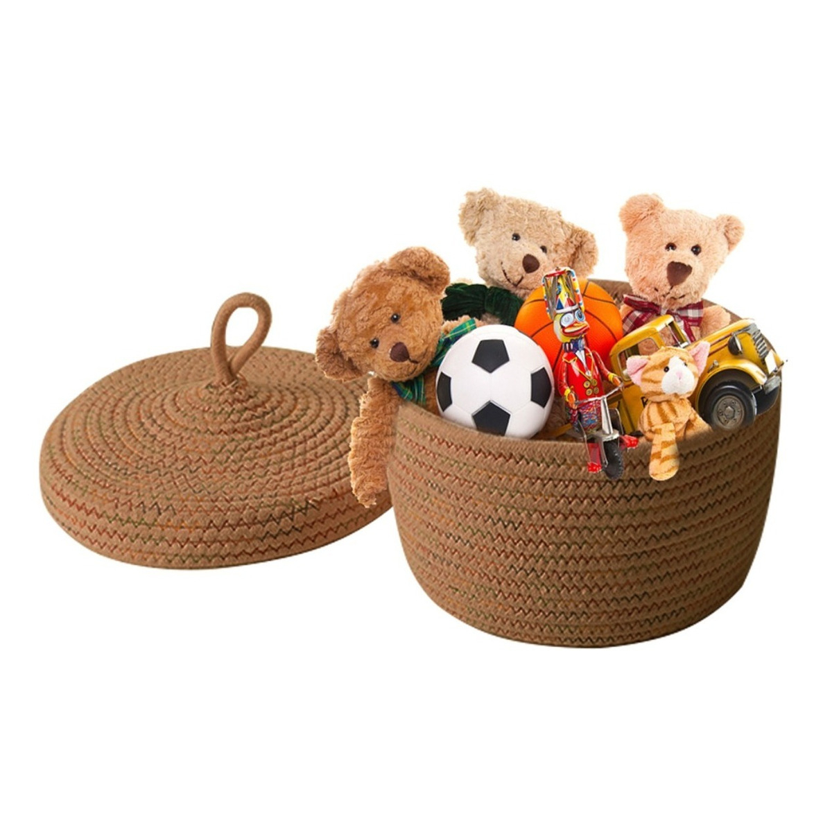 Set X3 Cestos Decorativos Para Organizar Con Tapa Iluminaras - Imagen 8