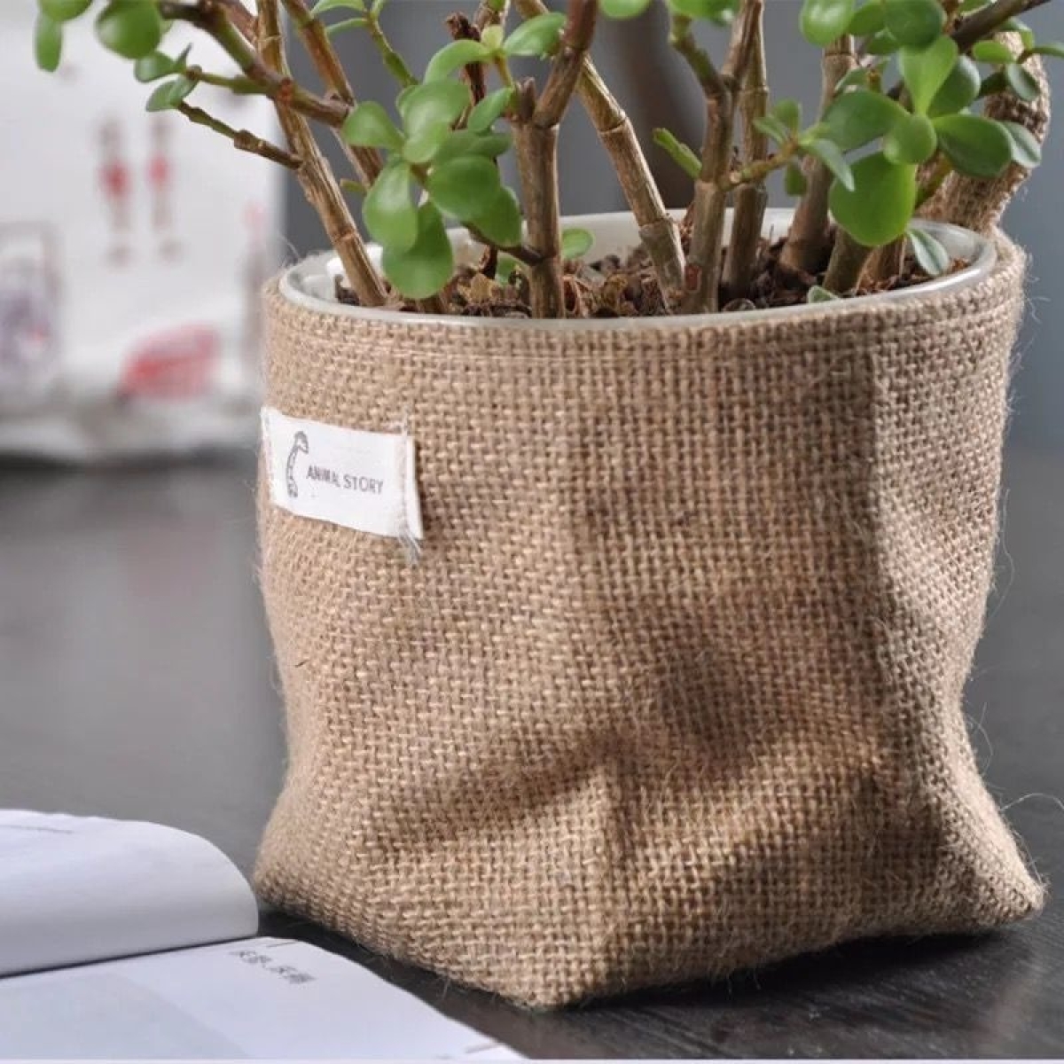 Bolsa Cesto De Tela Lino Para Almacenar Objetos Colgante - Imagen 6