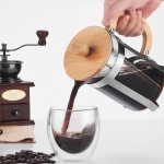 Cafetera Manual Embolo Prensa Francesa Vidrio Y Madera 600ml - Imagen 5