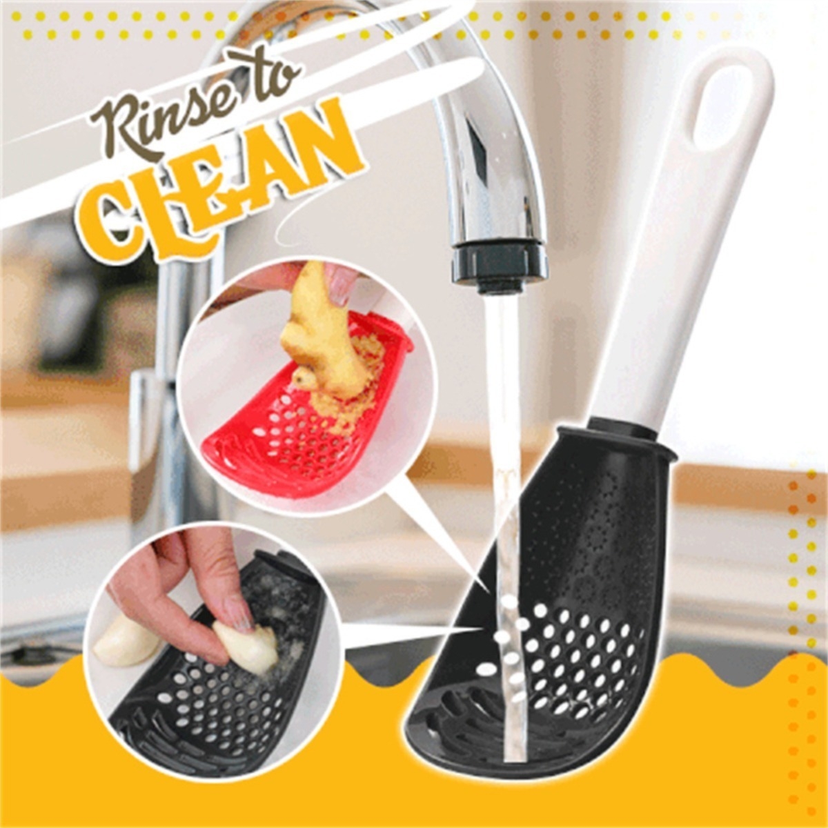 Cuchara Multiuso Espatula Colador Prensa Resistente Al Calor - Imagen 4