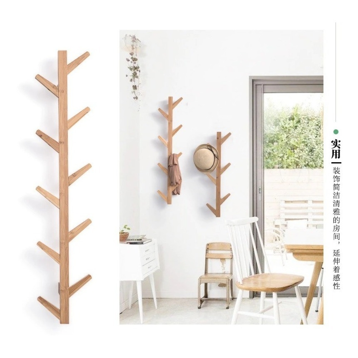 Perchero De Pared En Madera 6 Ganchos Decorativo - Imagen 13