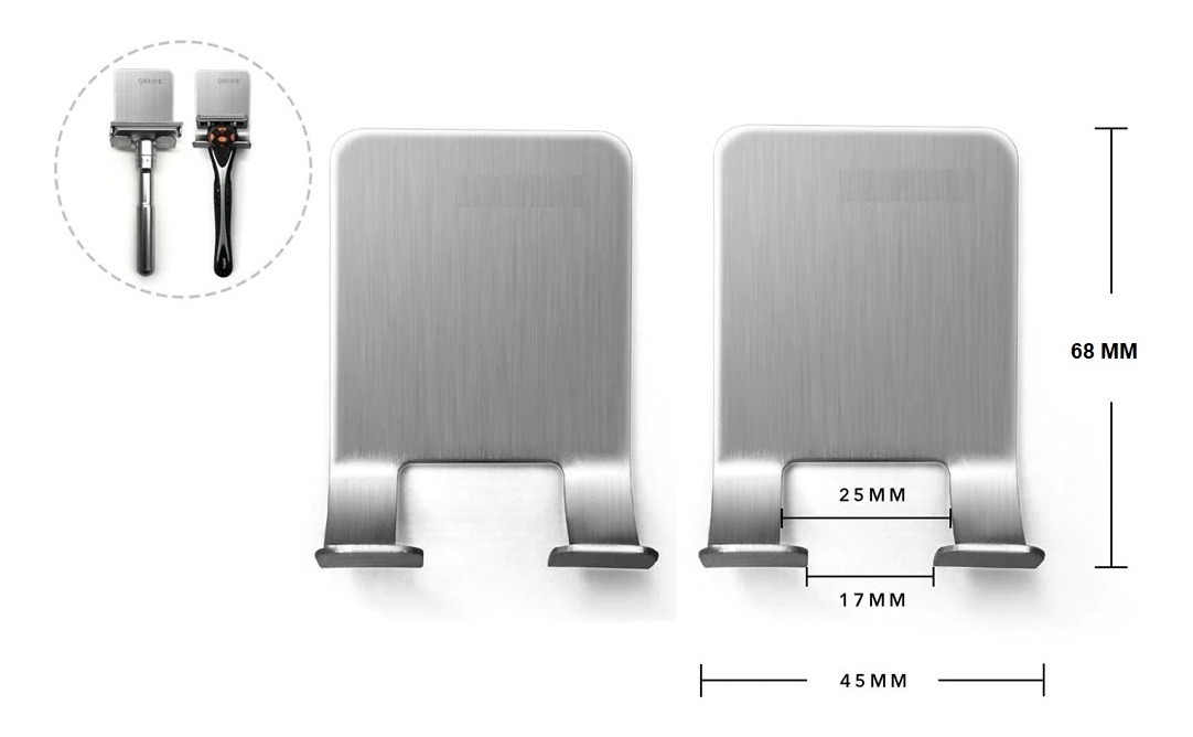 D_929205-MLU46528039749_062021-F.jpg Set X4 Soporte Gancho De Maquina De Afeitar Acero Inoxidable - Imagen 1
