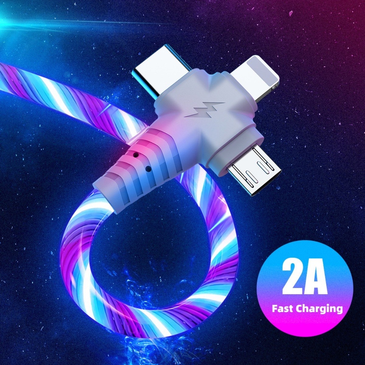 Cable Carga Usb Led Para Apple + Usb-c + Micro Usb - Imagen 13