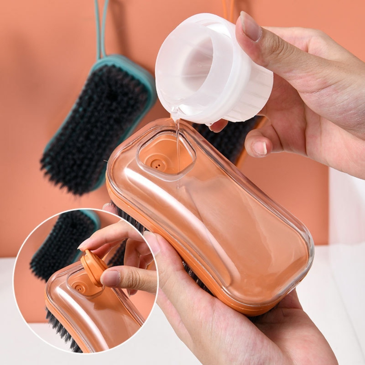 Cepillo Dispensador Jabon Limpieza Calzado Ropa Baño Cocina - Imagen 13