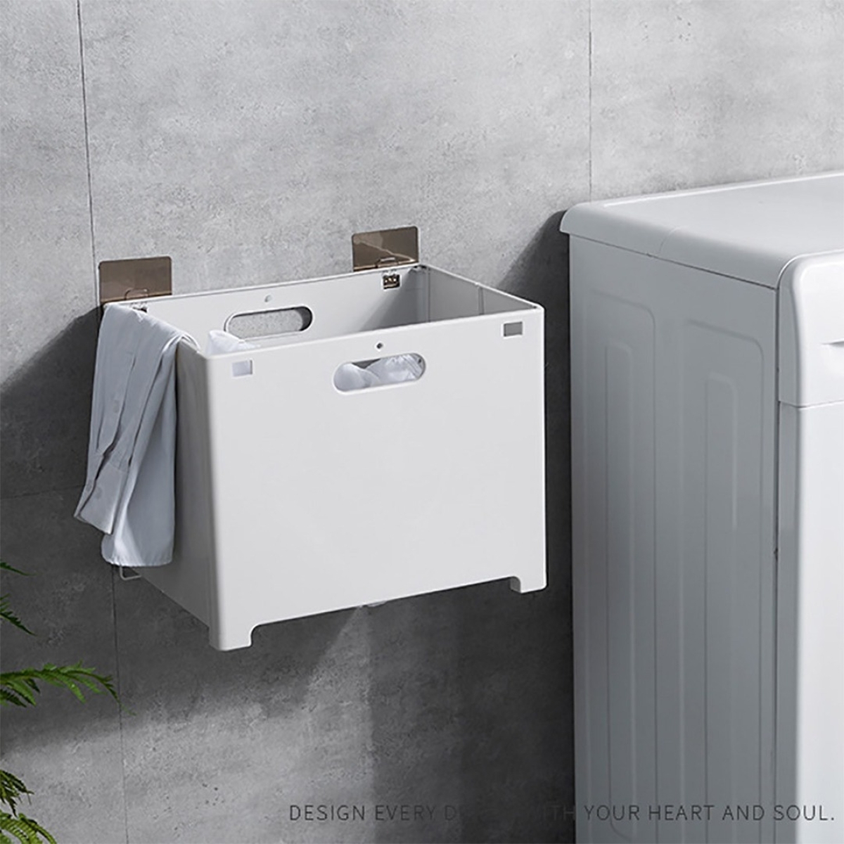 Cesto Ropa Sucia Plegable Para Colgar Pared Baño Caja Chico - Imagen 5