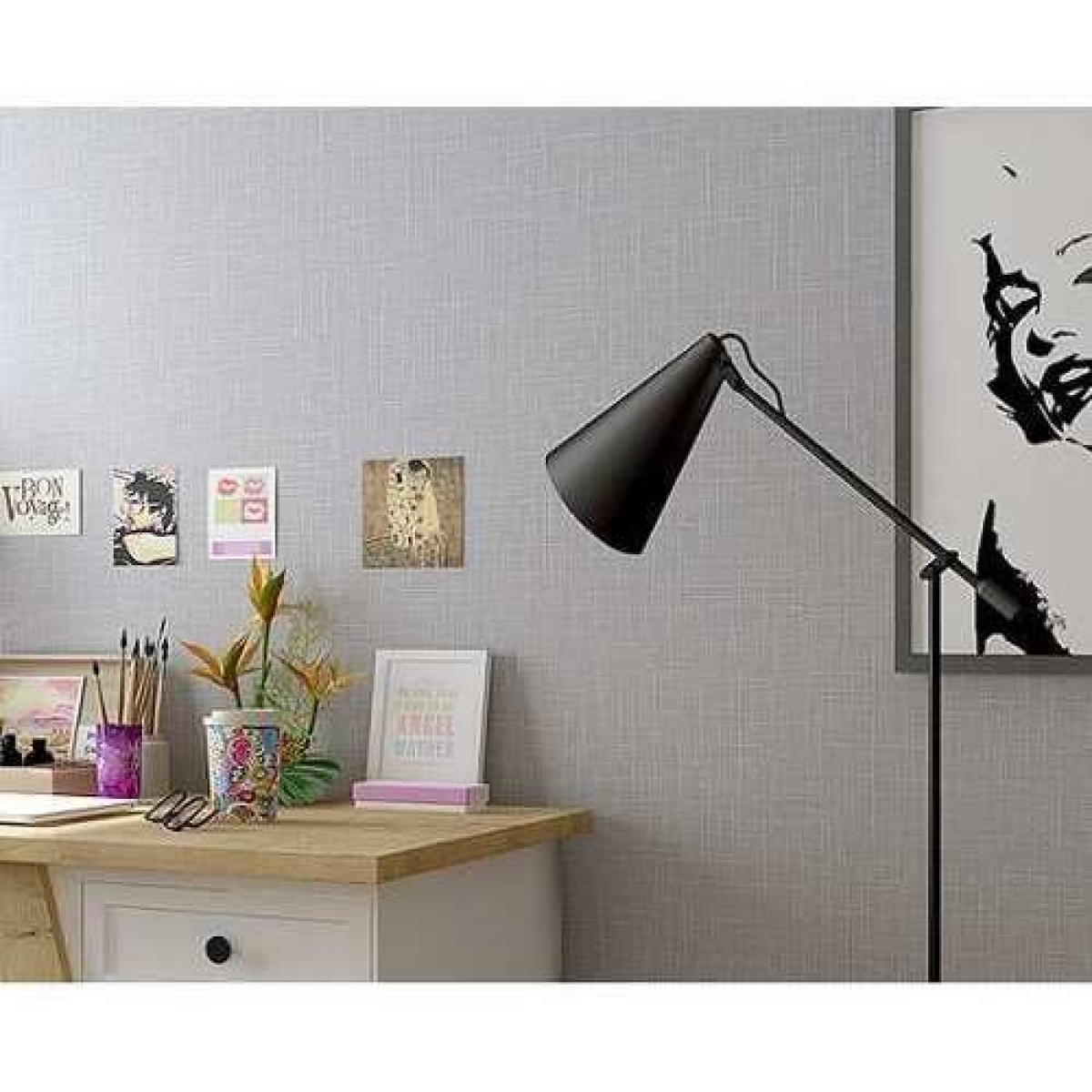 Papel Adhesivo Empapelar Paredes Tramado Gris Iluminaras - Imagen 5